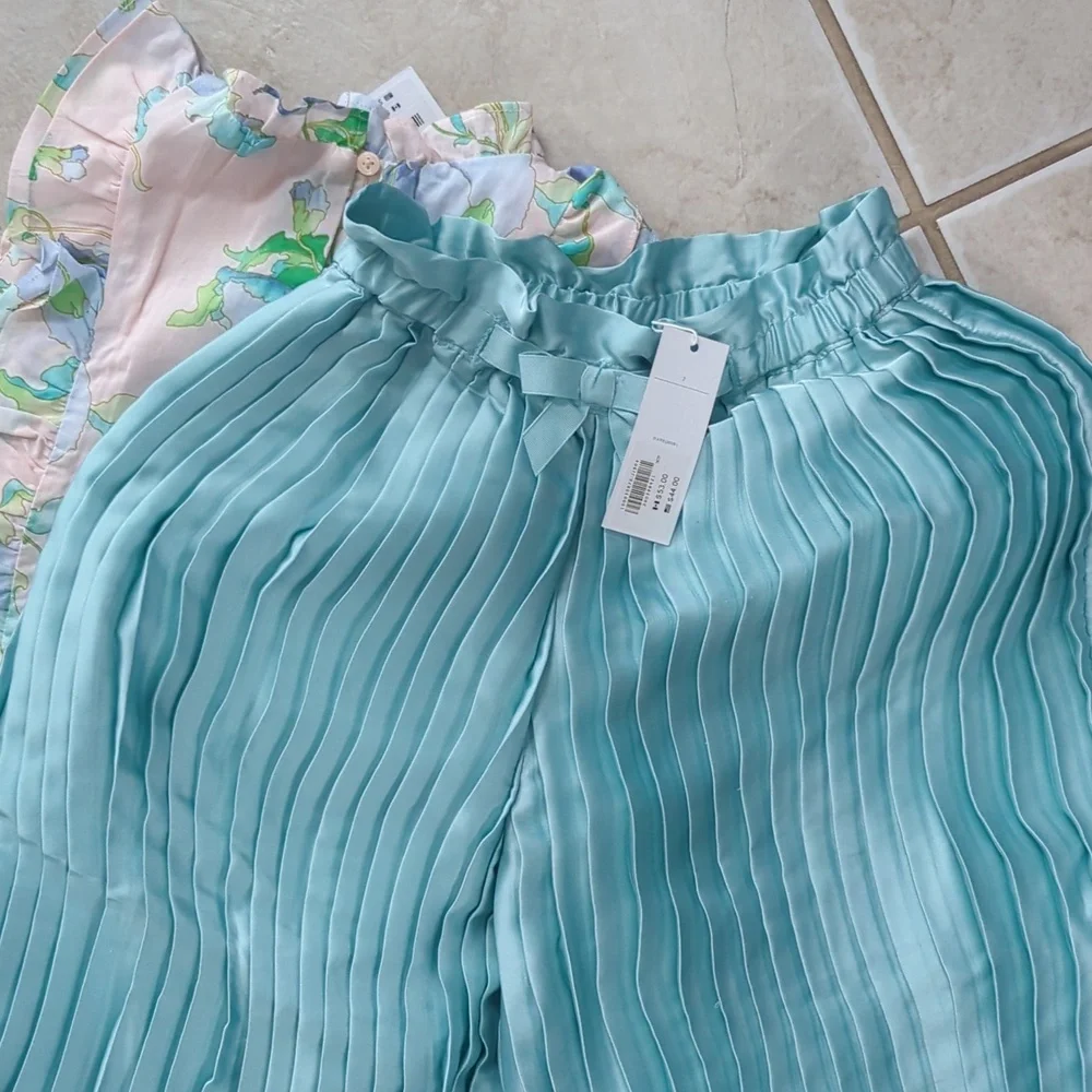 Pink Floral Top and Pleated Bubble Aqua Pant Set Janie And Jack Size 7 NWT - Picture 9 of 10